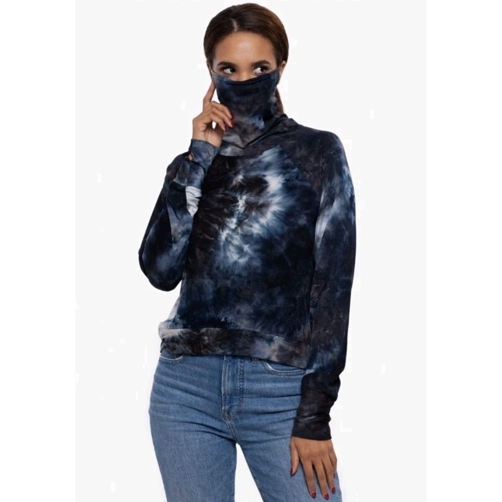NEW BAM BETSY & ADAM Women Long Sleeve Face Mask Covering Hood Tie Dye Boho XL